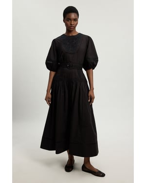 Poplin Belted Midi Dress