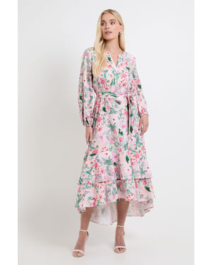 Petite Floral Print Button Midi Shirt Dress