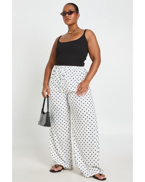 Plus Textured Polka Dot Jersey Wide Leg Trouser