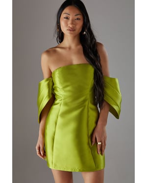 Petite Structured Puff Sleeve Bardot Mini Dress
