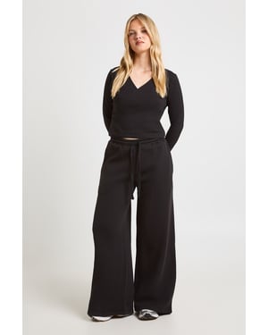 Petite Wrap Front Long Sleeve Top And Straight Leg Jogger Tracksuit