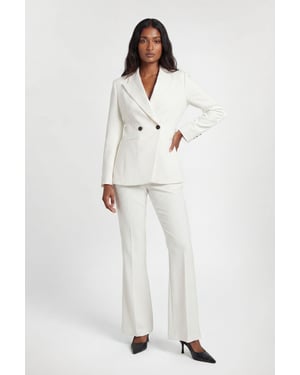 Petite Compact Stretch Satin Side Tailored Straight Leg Trouser