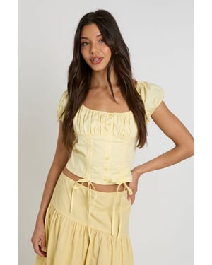 Button Down Puff Sleeve Top