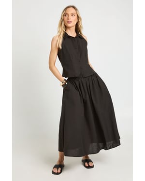 Petite Linen Look Waistcoat & Volume Maxi Skirt Co-ord