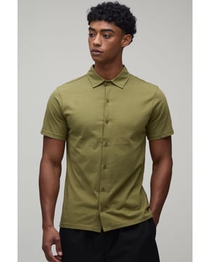 Slim Fit Jersey Short Sleeve Revere Shirt