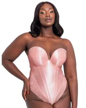 Scantilly by Curvy Kate Classique Plunge Strapless Bodysuit - Powdery Pink