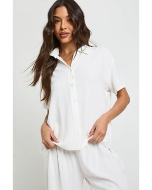 Linen Look Beach Short Sleeve Shirt