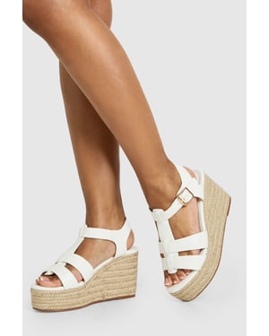 T Bar Espadrille Platform Wedges