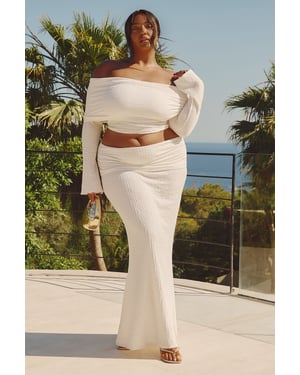 Plus Crinkle Fold Over Maxi Skirt