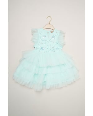 Embellished Floral Sequin Tulle Dress