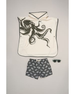 Octopus Towelling Poncho, Swim Shorts and Sunglasses Set