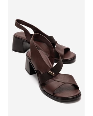 Crina Elasticated Läder Kraftig Klack Sandal
