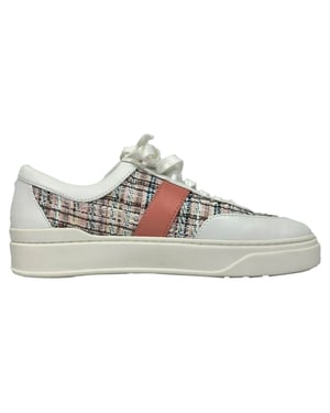 Stuart Weitzman Tweed Accent Sneakers in Multicolor Leather