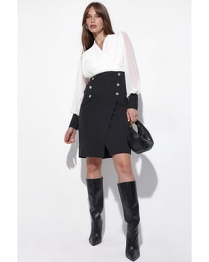 V-hals Midi Jurk met Knopdetail
