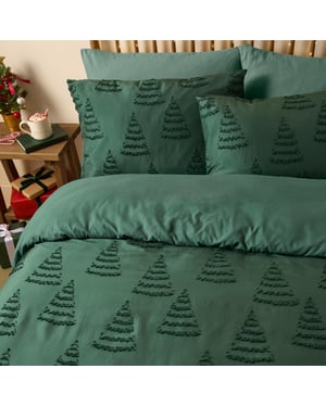 Duvet Day Trees Soft Tufted Christmas Duvet Cover Set, Green