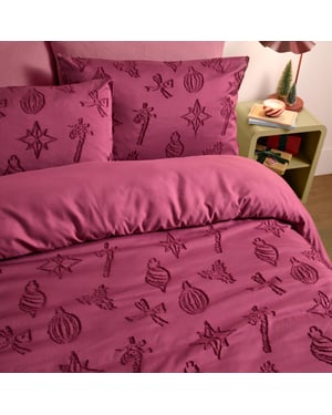 Duvet Day Christmas Soft Tufted Duvet Cover Set, Berry