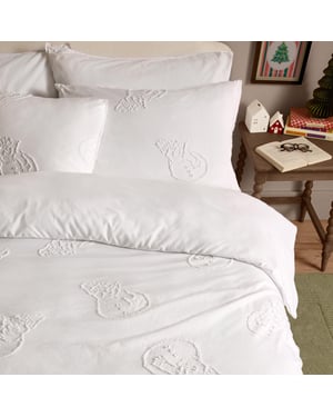 Duvet Day Snowmen Soft Tufted Christmas Duvet Cover Set, White