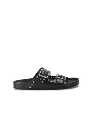 Leather Abbot Black Leather Sandals