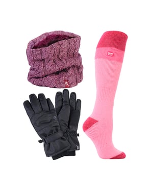 Ladies Ski Set Neck Warmer Gloves & Thermal Ski Socks Winter Wear