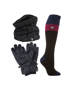 Ladies Ski Set Neck Warmer Gloves & Thermal Ski Socks Winter Wear