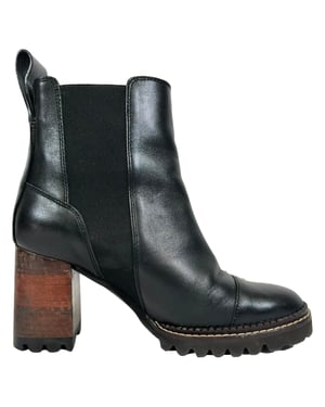 See by Chloé Mallory Glanzende Chelsea Boots in Zwart Leer