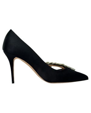 Manolo Blahnik Nadira Dekorerade Klackar i Svart Siden