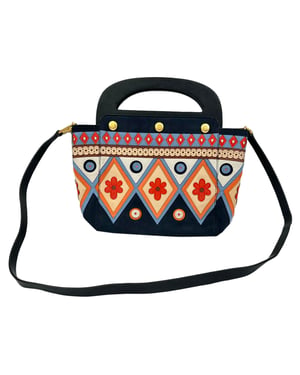 Tory Burch 2017 Appliqué Bermuda Bag in Navy Blue Suede
