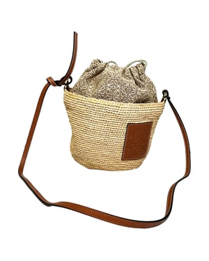 Loewe Pochette Bucket Bag in Tan Raffia