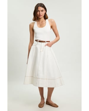 Denim Full Midi Skirt