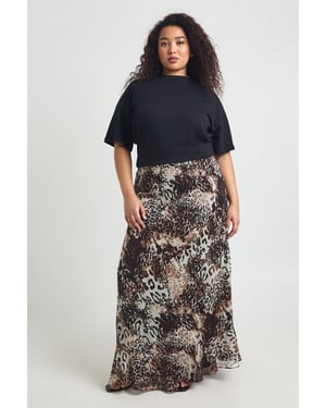 Plus Mixed Animal Chiffon Maxi Skirt