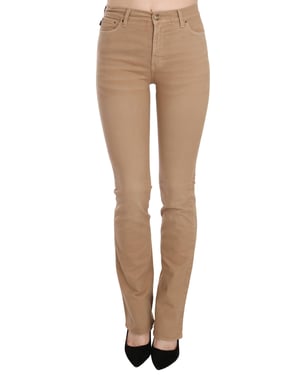 Just Cavalli Bruine Katoenen Stretch Midden Taille Skinny Broek