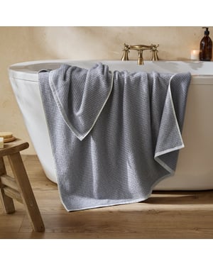 Hebden Textured Waffle 100% Cotton XL Bath Sheet, Denim Blue