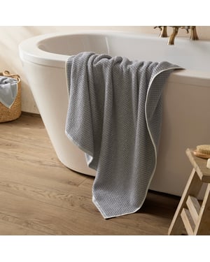 Hebden Textured Waffle 100% Cotton Bath Sheet, Denim Blue