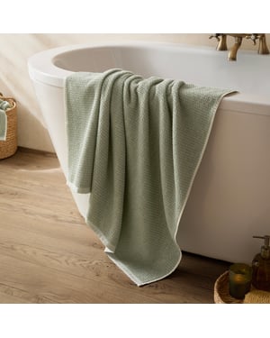 Hebden Textured Waffle 100% Cotton Bath Sheet, Bay Green