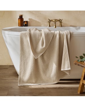 Hebden Textured Waffle 100% Cotton XL Bath Sheet, Stone