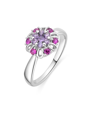 Luxenter Ring in metaallegering en meerkleurige zirkonia afgewerkt in rhodium - Goryah