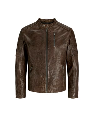 Jack & Jones Jas zomer Richard Leather Jacket Bruin