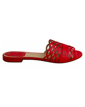 Dior Tattoo Lasercut Slide Sandals in Red Leather