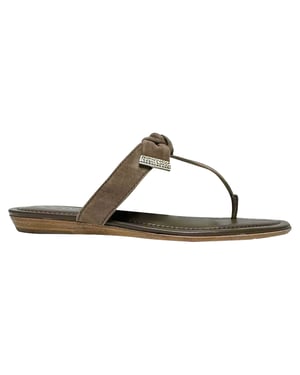 Tod's – Slip-insandaler med rosett och accent i brun mocka