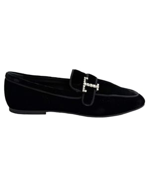 Tod's loafers met kristallen versiering in zwart fluweel