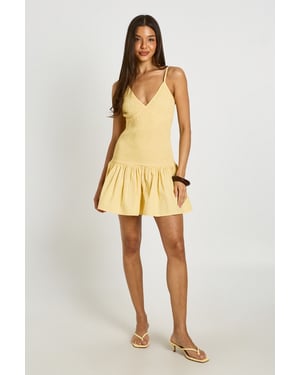 Shirred Bodice Poplin Mini Dress