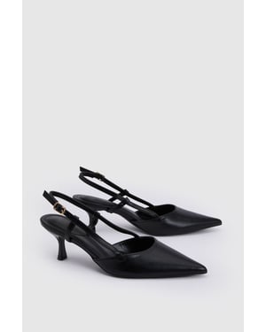 Luneth Faux Leather Kitten Heel Slingback Court Shoes