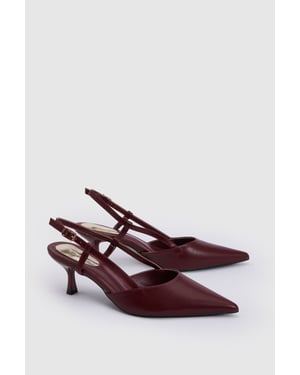Luneth Faux Leather Kitten Heel Slingback Court Shoes