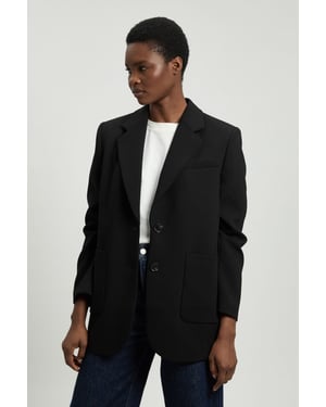 Compact Stretch Ruched Sleeve Detail Single Breasted Blazer