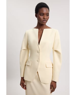 Compact Stretch Tailored Single Breast Blazer