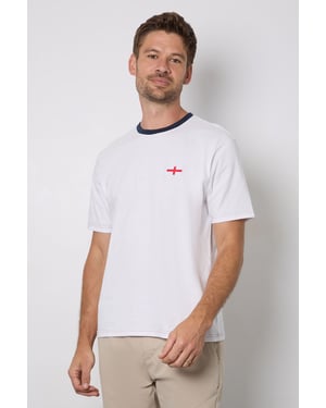 White England Print Crew Neck T-Shirt