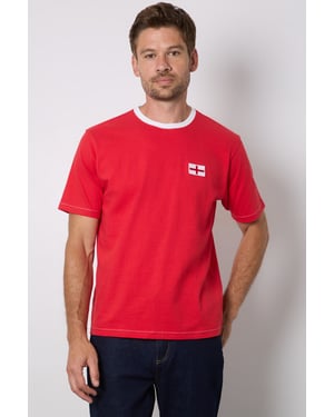 Red England Print Crew Neck T-Shirt