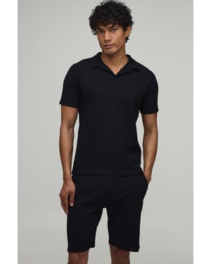 Slim Fit Man Waffle Revere Polo & Short Set