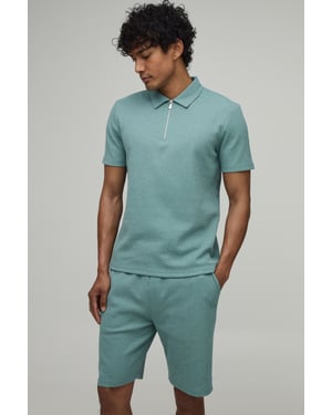 Slim Fit Waffle Polo & Short Set