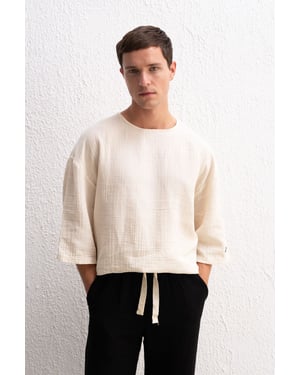 Muslin Crew Neck Langewaar T-Shirt
